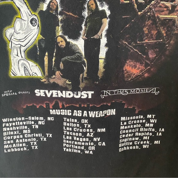 2011 DISTURBED Asylum Band Tour T-Shirt Music As A Weapon KORN - Picture 8 of 13